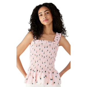 Kate Spade Pineapple Peplum Smocked Tank Top Size Medium